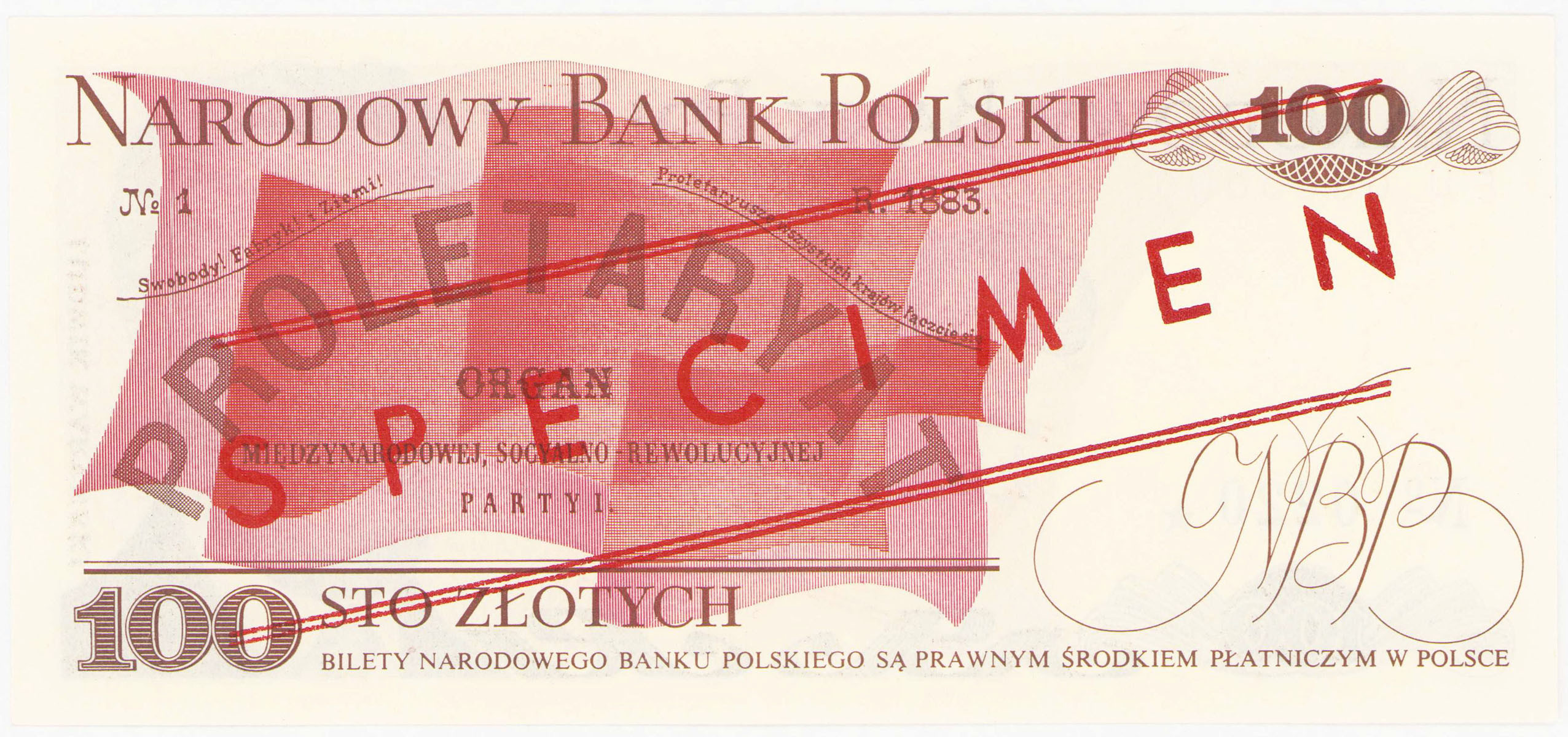 WZÓR / SPECIMEN. 100 złotych 1979 seria EU